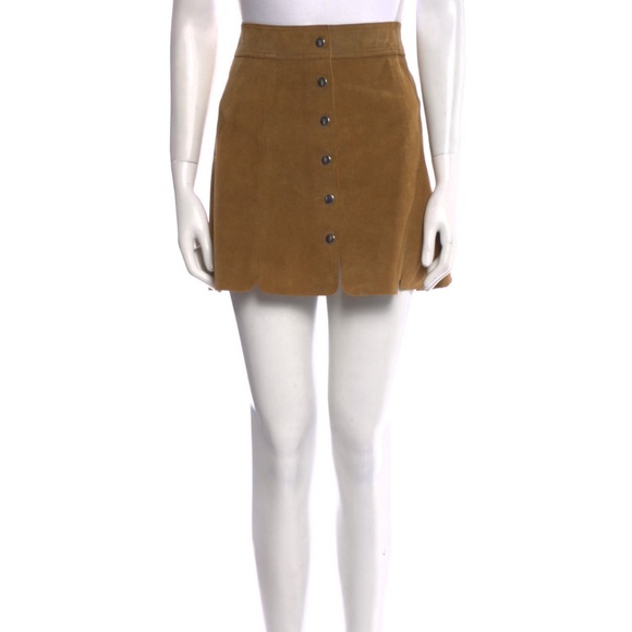 Isabel Marant Dresses & Skirts - ISABEL MARANT ÉTOILE Button-Front Mini Skirt in Brown/Tan Suede